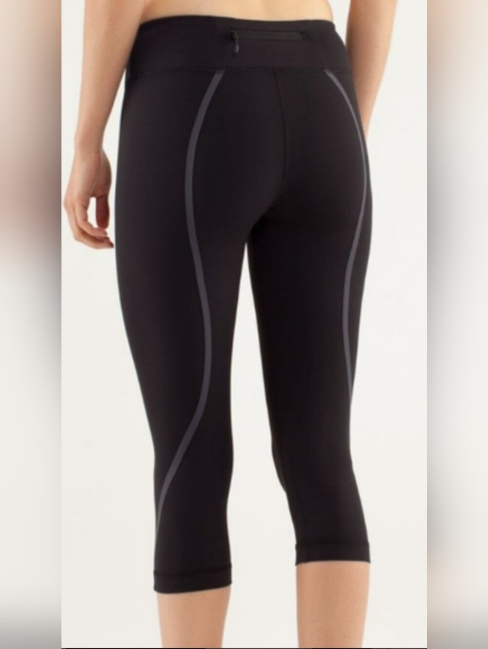 lululemon athletica Black Cropped Leggings with Gray Piping